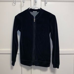 INSUA Intimates XS Black Velour Zip Up Top